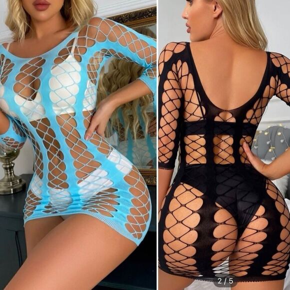 Long-Sleeve l BodyCon l Mesh Top Cover-up Intimate l Delicious Stretch l New - Picture 1 of 11